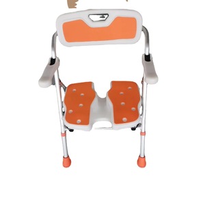 Chaise de bain antidérapante pour personnes âgées, tabouret de douche pliable en alliage d'aluminium et plastique gris orange, siège de toilette pour salle de bain - Product Image 5