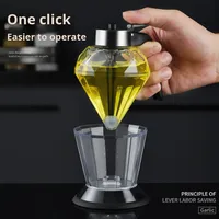 Pot à miel en verre diamant écologique, bouteille à huile, rangement de cuisine en bambou, vente en gros, stock de commerce électronique avec fonction anti-goutte