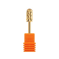1 pieza de broca para uñas de cabeza plana fácil de limpiar, herramientas de belleza de carburo de tungsteno dorado para uso en salón de manicura