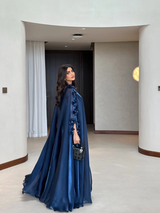 LEDUO Elegant Casual Party Ramadan Eid Handmade Shiny Satin Organza Muslim <b>Women</b> <b>Abaya</b> - Product Image 3