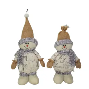 毛毡圣诞亚麻布帽子站立雪人圣诞装饰摆件