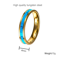 Nouvelle bague en acier tungstène de luxe 4 mm, incrustée de turquoise, pour femmes et hommes, avec logo laser.