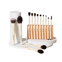 Ensemble de pinceaux de maquillage Mu Bai haut de gamme de 13 pièces, manche en bois, poils en fibres synthétiques, pinceau pour poudre libre, pinceau pour illuminateur, outils de beauté