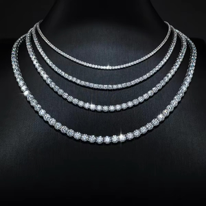 Collier en diamant IGI, couleur D, taille brillant rond, perçage laser, or blanc 10K, diamants de laboratoire, tailles 2-5MM, unisexe, luxe - Product Image 3