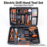 Ensemble d'outils électriques de 60 pièces avec perceuse sans fil et perceuse à percussion, kit d'outils de réparation multifonctionnel pour la maison, boîte en plastique