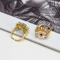 Bague ajustable plaquée or œil du diable 2026, bijoux de mode, bague œil du démon en cuivre, bagues de doigt à manchette