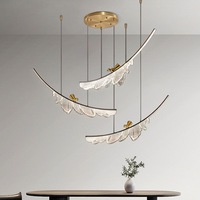 Lustre moderne en acrylique transparent avec plumes, luminaire suspendu en cuivre pour chambre à coucher, salon, luminaires suspendus personnalisés