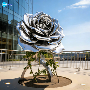 Escultura Moderna y Popular de Tulipán en Acero Inoxidable Pulido con Impresión UV y Soldadura, de Gran Tamaño, para Decoración Urbana - Product Image 2