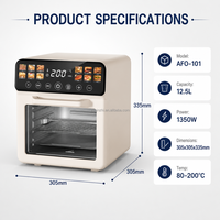 Four à Friture à Air Chaud Numérique Grande Capacité 12,5 L avec Fenêtre de Visualisation et Écran Tactile, Four à Convection Électrique pour Cuisine Domestique