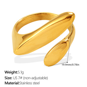 <b>Custom</b> Wholesale Non Tarnish 14k 18k Pvd Gold Plated 316L Stainless Steel Irregular <b>Ring</b> for Women - Product Image 5