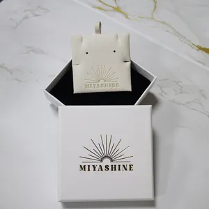 Anello di lusso collana portagioie Logo personalizzato bianco gioiello braccialetto confezione scatola di carta regalo con coperchio