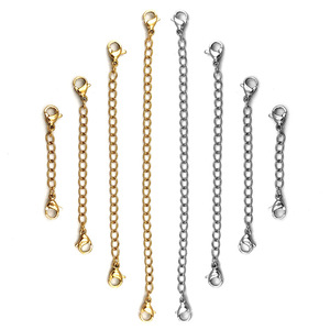 Chaîne d'extension à fermoir homard double tête en acier inoxydable pour collier, bracelet, bijoux, accessoire DIY, ton or 18 carats et argent - Product Image 1