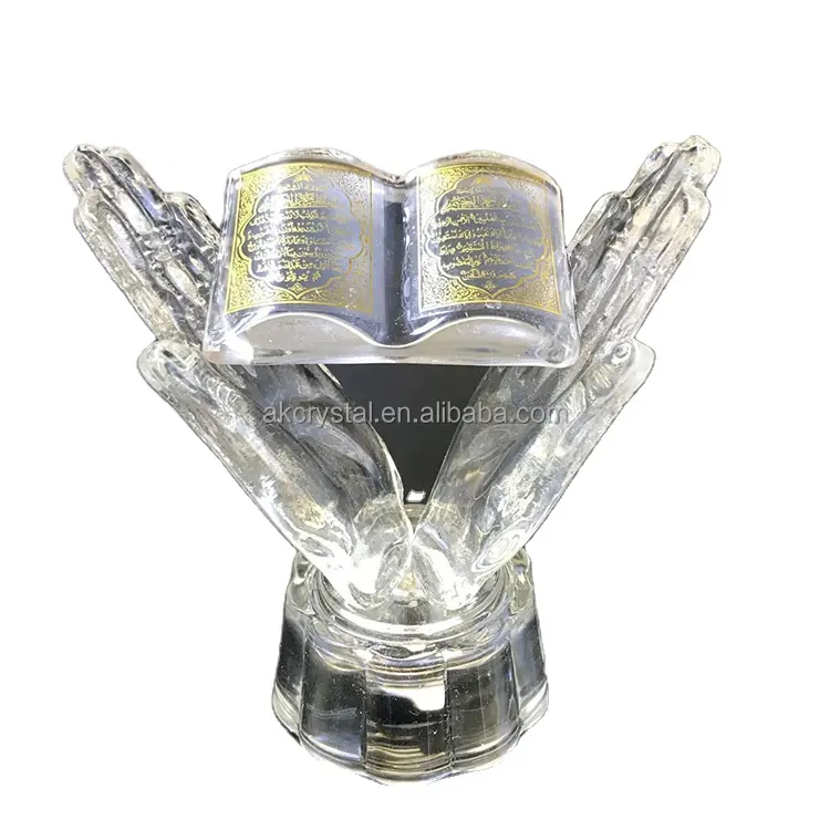 Islamitische Trouwbedankjes Crystal Doop Return Gift Voor Religieuze Koran Boek In Hand Crystal Souvenirs