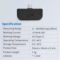 Penganalisa Gas penguji alkohol Breathalyzer Digital Mini USB-C pabrik OEM/ODM