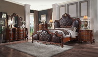 Nouvelle Arrivée - Design Américain - Meubles de Chambre à Coucher de Luxe - Lit à Baldaquin en Bois Massif Sculpté - Lit King Size - Ensemble de 5 Meubles