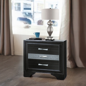 Black Finish <b>Storage</b> <b>Drawers</b> Nightstand Wooden Bedroom Furniture 1pc - Product Image 1