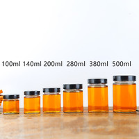 Bocal vide rond transparent de 4oz, 8oz, 12oz, 20oz, récipient alimentaire en verre avec couvercle métallique profond pour la Sauce, la confiture de miel et le cornichon