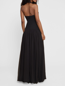 여자의 우아한 무도회 웨딩 가운 저녁 파티 원피스 홀터 등이없는 슬릿 홀터 코르셋 맥시 원피스 - Product Image 2