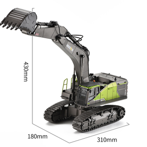 Excavatrice RC HUINA 1593 1/14 en alliage métallique, tracteur à chenilles d'ingénierie, voiture télécommandée électrique 2.4G, jouets de véhicules RC pour enfants - Product Image 5