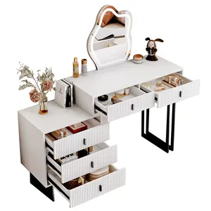 Домашняя мебель деревянный туалетный столик дизайн макияж зеркало с ящиком набор современный белый