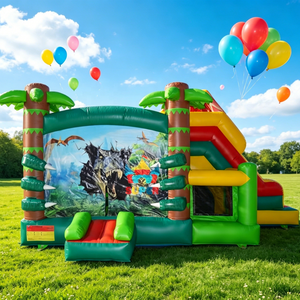 Château gonflable commercial Tendy pour garçons, combo château gonflable dinosaure avec toboggan, en PVC, taille 6x4m, installation facile pour la location - Product Image 1