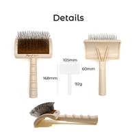 Brosse à poils pour animaux de compagnie ODM 76g 105x168MM, à picots longs en acier courbés, auto-nettoyante, en caoutchouc, économique et portable