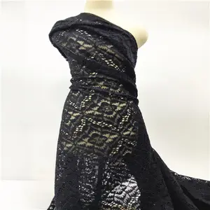 Alta qualità tessuti di pizzo guipure africano nylon elasticizzato geometrico tessuto di pizzo nero per le donne