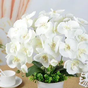 Искусственные Свадебные цветы, 18 головок, настоящий Шелковый букет орхидеи