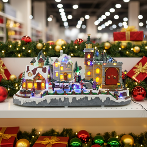 Maisons de village de Noël en céramique personnalisées YS, figurines miniatures en porcelaine éclairées par LED, design classique, saison des fêtes