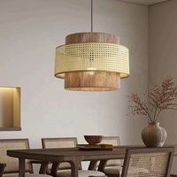 Luminaire suspendu en rotin tissé à la main à 2 niveaux Wabi Sabi pour salle à manger, îlot de cuisine, café, restaurant