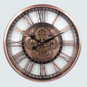 28inch 70cm 2022 New Hot Sale Metal extra large round moving gears wall clock with glass face cover For Home Decoration