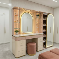 Miroir de Coiffeuse Lumineux Moderne de Luxe à Luminosité Réglable avec Panneau Amovible et Rangement en MDF pour Chambre à Coucher – Vente en Gros