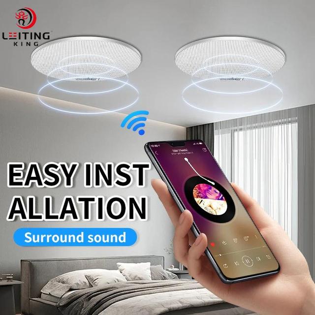 LEITING KING RC-601 Host 6 Inch 20W for 5.0 Ceiling Speaker Built-in Mic Wireless Indoor Use for Mobile Phone Computer