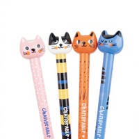 Stylo gel en forme de chat mignon, séchage rapide, anti-stress, amusant, neutre, noir 0,5 mm, plastique, pour le bureau et l'école