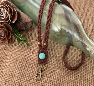 Lanyard Turquoise Stone Keys Badge Custom Phone Knitted Pendant <b>Ornament</b> DIY Hanging String Chain Polyester Material - Product Image 2