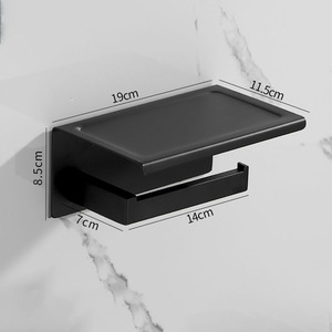 YOTO acier inoxydable noir <span class=keywords><strong>mural</strong></span> porte-rouleaux de <span class=keywords><strong>papier</strong></span> toilette porte-serviettes avec étagère pour téléphone portable porte-<span class=keywords><strong>papier</strong></span> de salle de bain - Product Image 3