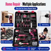 Ensemble d'outils de réparation pour la maison de 153 pièces avec perceuse sans fil au lithium, kit d'outils manuels multifonctionnels pour la maison dans un coffret de transport portable