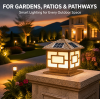 Lampes solaires de jardin modernes européennes à LED, étanches, en aluminium, pour éclairage paysager, piliers solaires, fourniture d'usine