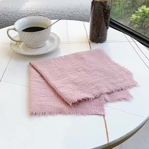 42x42cm serbet kain buatan tangan katun 100% taplak meja makan malam Rustic Linen serbet meja untuk pesta pernikahan Baby Shower - Product Image 2