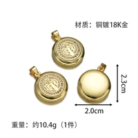 Pendentif rond en cuivre plaqué or 18 carats avec statue de saint, accessoire pendentif plaque de saint en forme de figure humaine sertie de zircone