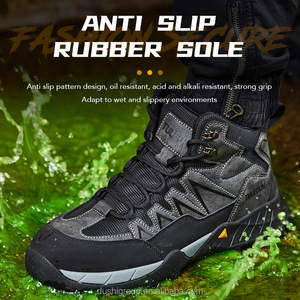 Nouvelles <span class=keywords><strong>bottes</strong></span> <span class=keywords><strong>de</strong></span> sécurité unisexes grises à embout d'acier pour l'extérieur, la randonnée, anti-écrasement, anti-perforation, antistatiques, avec semelle en caoutchouc, pour le travail industriel - Product Image 3