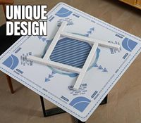 Tapis d'entraînement au mahjong américain Art Déco, règles de Charleston, imprimé 4 zones, bleu et blanc géométrique, 31,5 pouces, antidérapant, réduction du bruit
