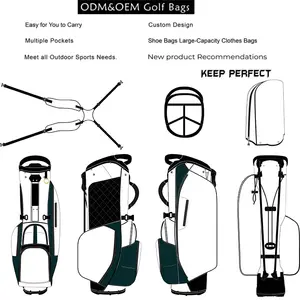 Tas keranjang Golf Flora tas GOLF kulit PU mewah disesuaikan tas golf termasuk berdiri tas Golf untuk pria