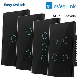 Interruptor Inteligente WiFi Ewelink US de Polo Único 10A 240V 1/2/<span class=keywords><strong>3</strong></span>/4 Gangue com Fio Neutro/Sem Fio Neutro, à Prova de Fogo, Classificação IP20, Montagem em Parede - Product Image 1