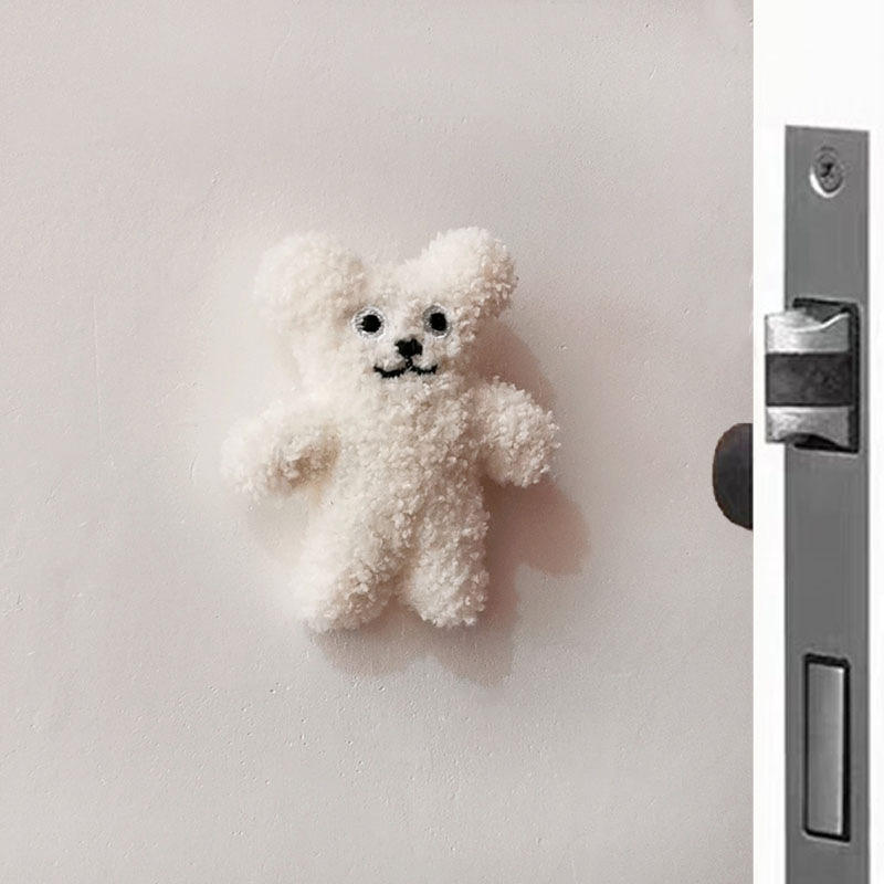 Autocollant anti-collision pour porte arrière - blanc cassé - petit ours aux grands yeux