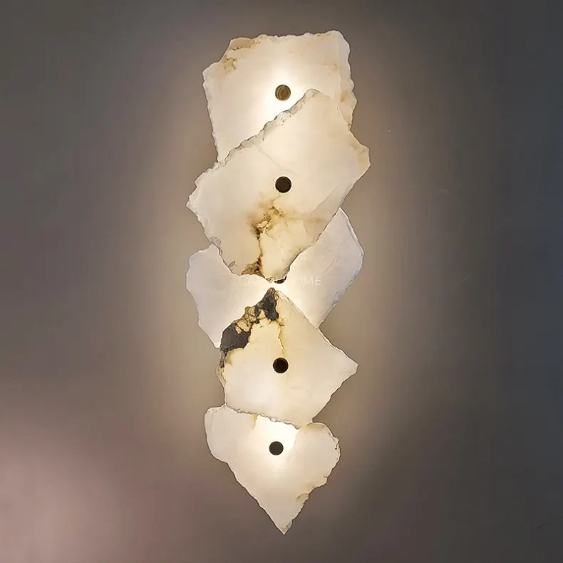 Modern yüksek dereceli yaratıcı altın mermer duvar lambası oturma odası Villa otel duvar ışığı için
