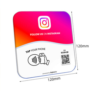 Tarjeta PVC cuadrada de 120 mm con sensor NFC y código QR para seguir a Instagram: toque o escanee la etiqueta NFC - Product Image 1