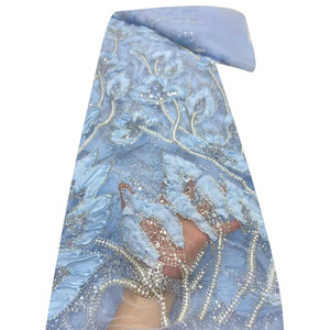 Sang Trọng <span class=keywords><strong>3D</strong></span> Đính Cườm Ren Vải Pháp <span class=keywords><strong>Net</strong></span> Chuỗi Hạt Ren Với Hoa Mô Hình Cho Dresses 1N25112301 - Product Image 1