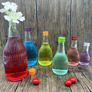 Nouvelle bouteille en verre transparente rayée de 330 ml et 480 ml avec couvercle antivol pour le stockage et l'emballage de lait, jus et café - Product Image 1