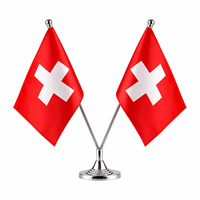 Drapeau de table suisse personnalisé de haute qualité, drapeau de bureau, taille et logo personnalisables, vente en gros, décoration de bureau et de maison